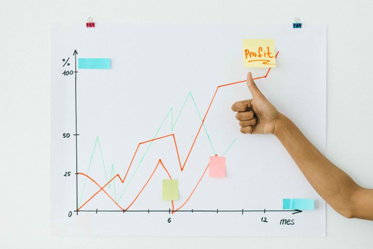 Woman analyzing revenue trends and profits