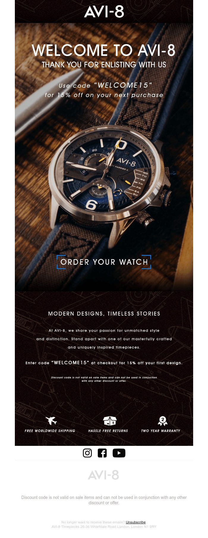 Welcome email screen