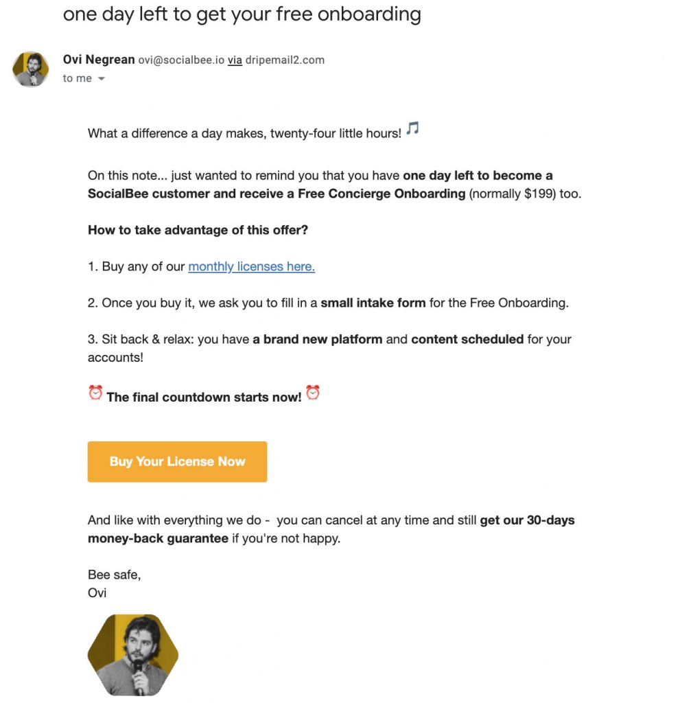 Reminder email example