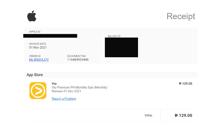 Apple receipt transactional email