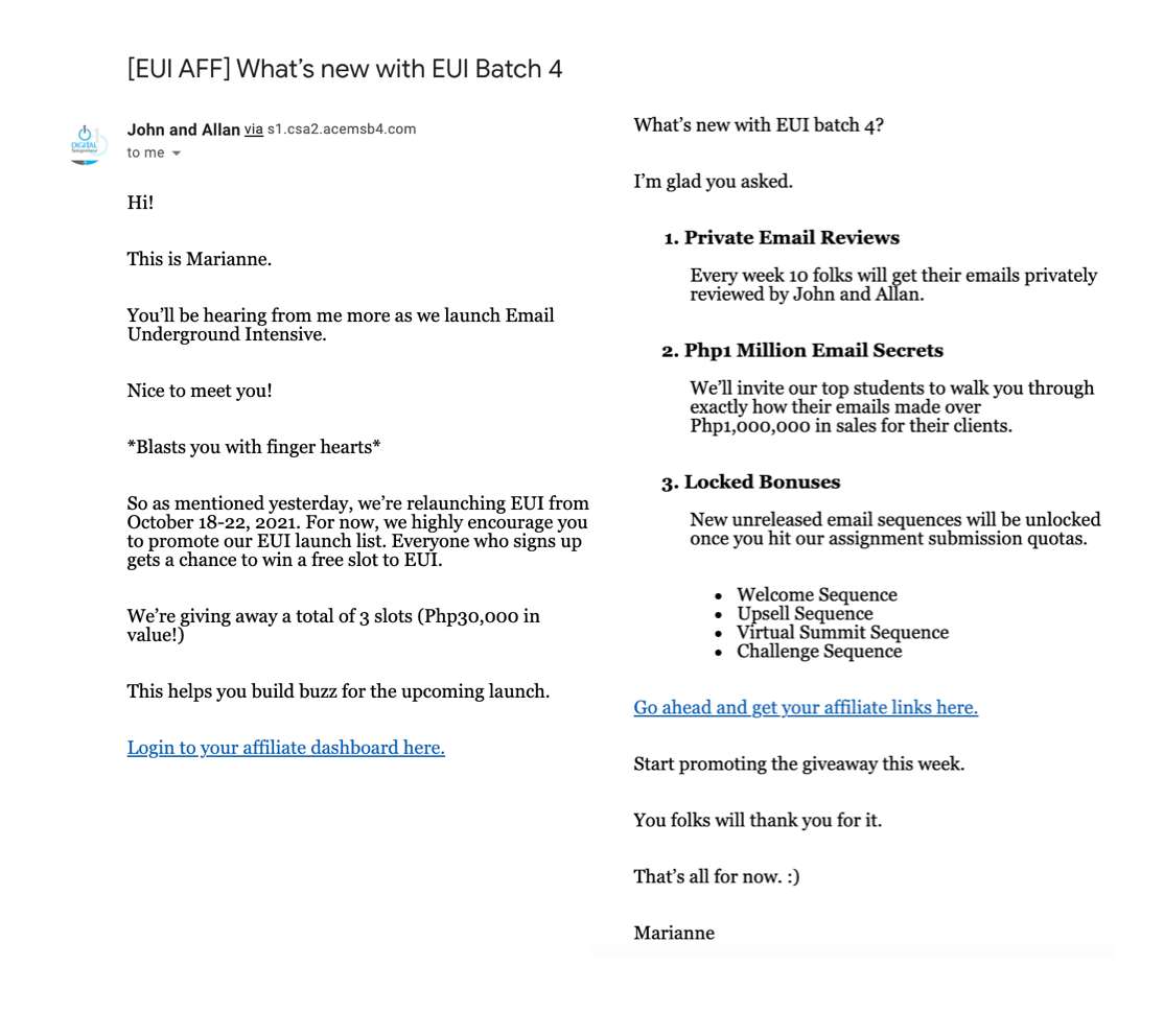 Onboarding email automated email example