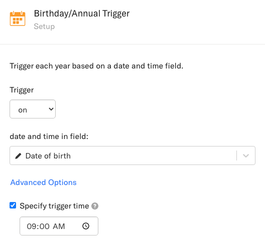 Birthday/Annual trigger email