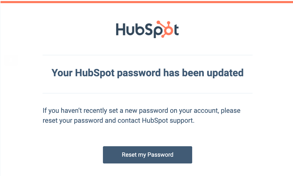 Password change HubSpot email