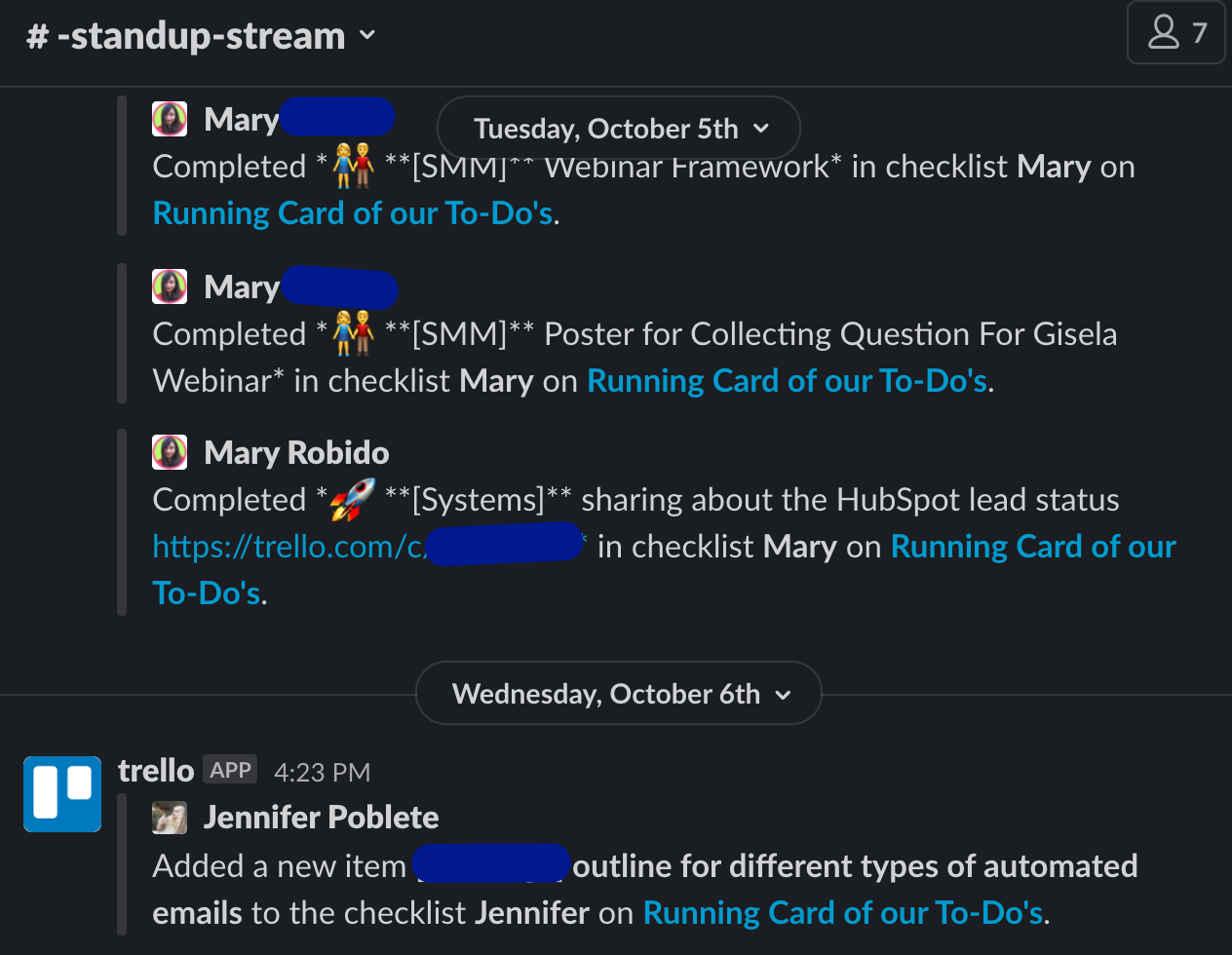 Slack automation screenshot