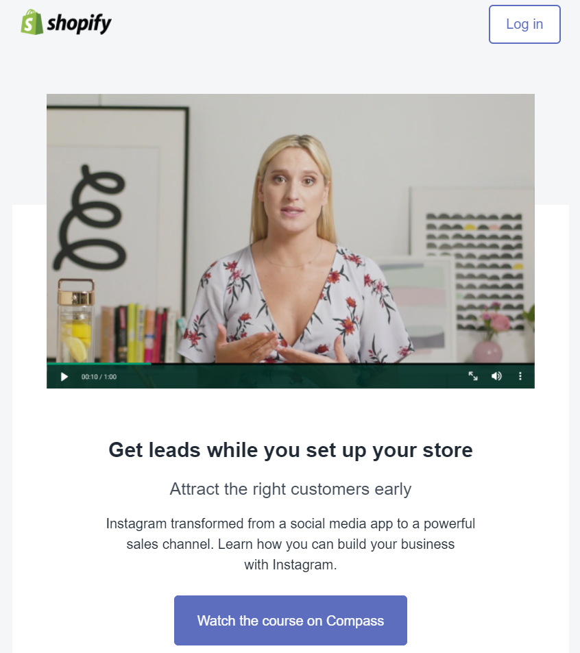 Shopify onboarding email