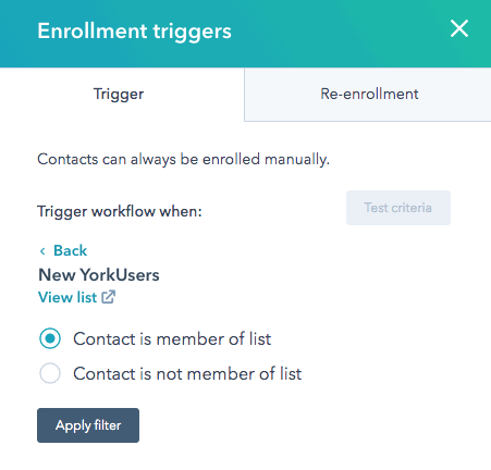 markerting automation trigger in HubSpot