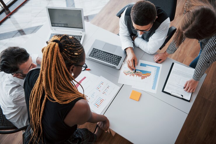 Marketing teams analyzing sales strategy and performance