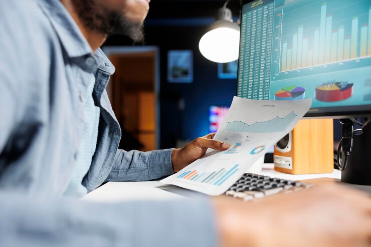 Man evaluating different software tools