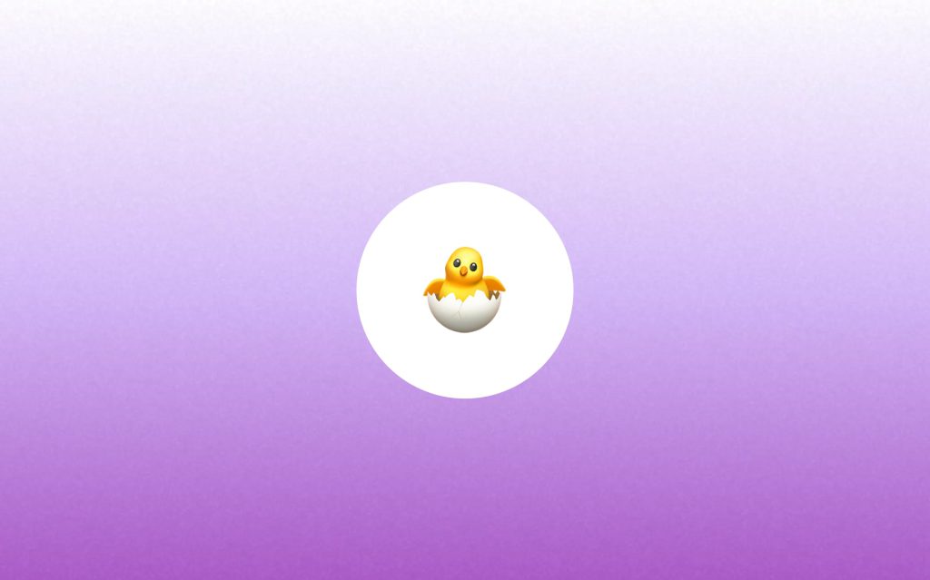 Egg Emoji in a purple-to-white gradient background