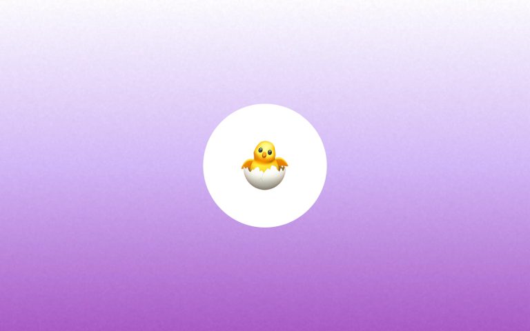 Egg Emoji in a purple-to-white gradient background