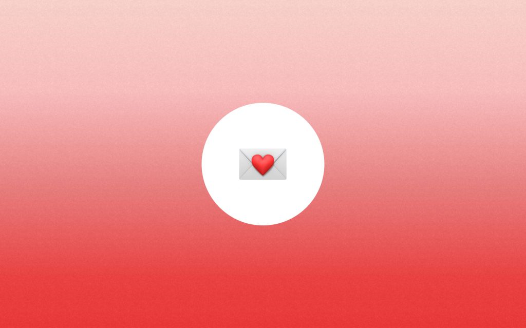 Apple Envelope Emoji in a white circle with a red to white gradient background