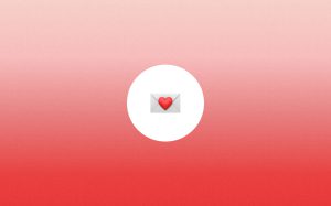 Apple Envelope Emoji in a white circle with a red to white gradient background