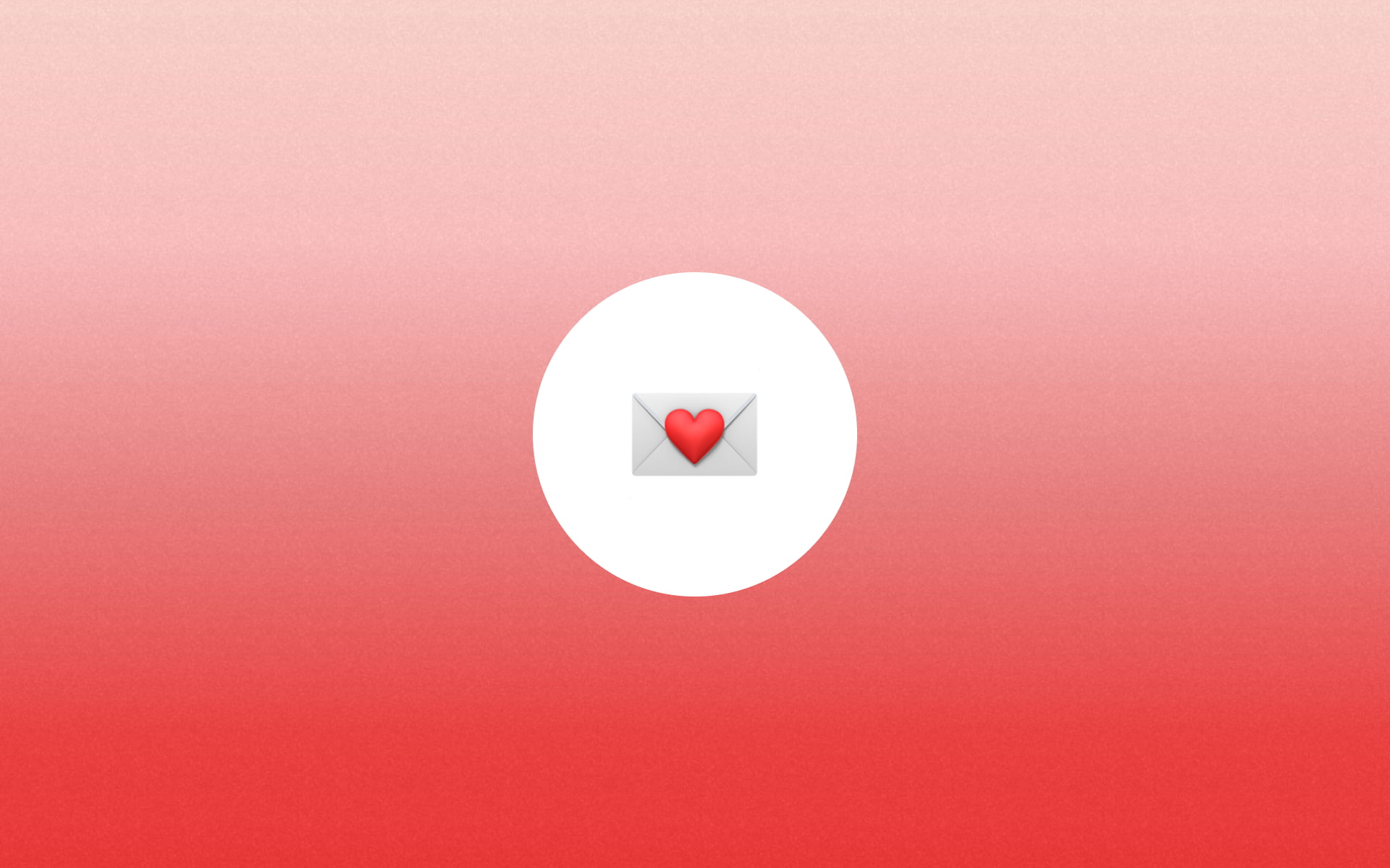 Apple Envelope Emoji in a white circle with a red to white gradient background