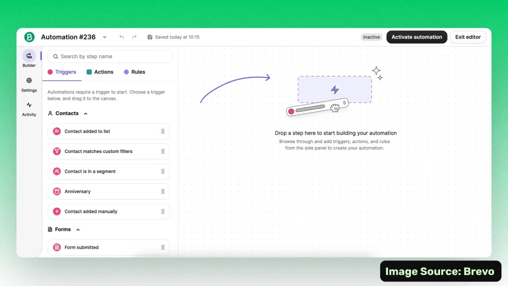 Brevo's automation builder