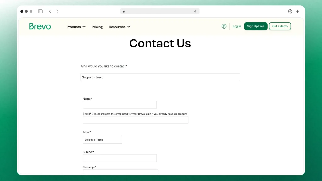 Brevo's contact form