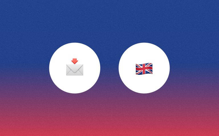 Email and Union Jack Flag emojis in white circles