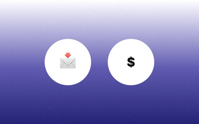 Email emoji and "$" text overlay