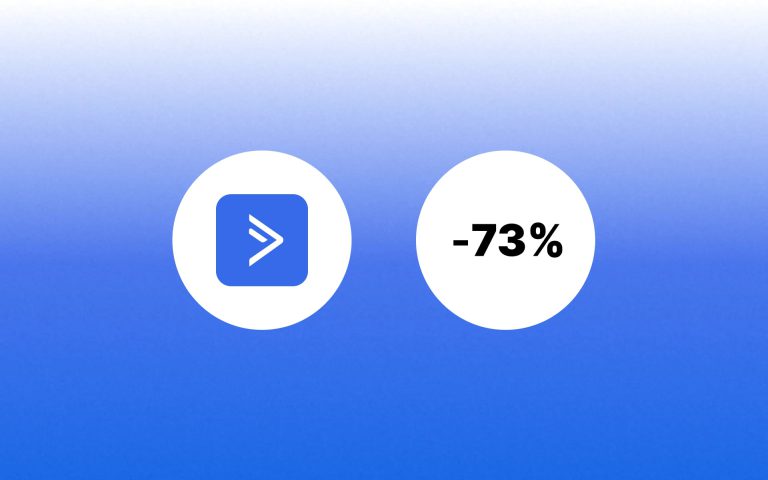 ActiveCampaign logo and "-73%" text overlay
