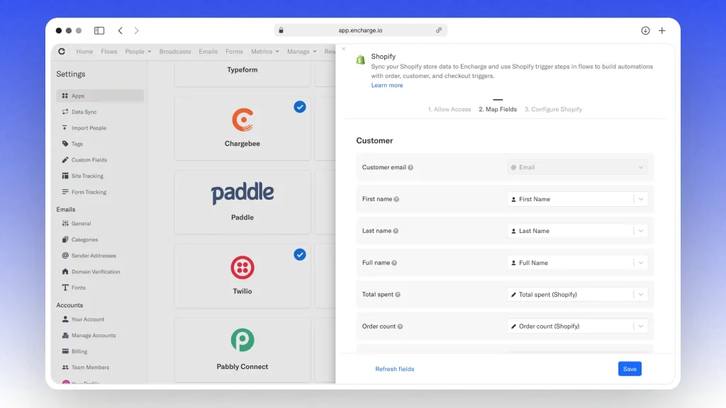 Integrating a Shopify store with Encharge