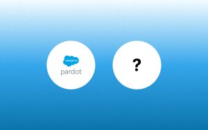 Salesforce Pardot logo and "?" text overlay